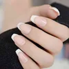 White Line Natural French Ballerina Coffin False Nails Shiny Uv Gel Medium Press On Fingernails 24 Ct8815571