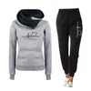 Casual Two Piece Outfits Pullovers Hoodies and Elastic Waist Jogger Pants Spring Autumn Tracksuit Woman Suit Female Sets 211106