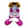 Purple Bubble Cotton Luxury Fur Collar Style Pet Dogs Winter Coat Dogs Clothing Coat For Dogs Winter 211013