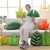 High quanlity 3D simulation plant leaves plush cushion soft home green plant decoration stuffed slepping pillows or office nap 210611