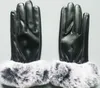 Gants en cuir coupe-vent de marque de créateurs européens et américains dame écran tactile bouche de fourrure de lapin hiver conservation de la chaleur style vent 5698