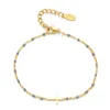 Bracelets porte-bonheur Dainty Boho perles de cristal pierre croix bracelets de cheville pour femmes adolescentes en acier inoxydable chaîne en or bijoux faits à la main