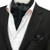 Erkekler Jakarlı Cep Kare Damat Düğün Smokin Cravat Ascot Scrunch Kravat Paisley Çiçek Geometrik Boyun Kravat Mendil Seti