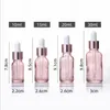 Cherry Pink Glass Essential Oil Perfume Bottle Liquid Reagent Pipette Dropper Bottles with Rose Gold Cap 10-50ml