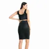 Plus Taille Retour Rouge Marine Femmes Sexy Jupe Moulante Clubwear Jupe Taille Haute PU Jupe En Cuir Vintage Longues Jupes Crayon X0428