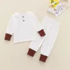 Kids Pajamas Sets Ribbed Clothing Suits Solid Long Sleeve Top + Pants 2Pcs/Set Children Boys And Girls Soft Cotton Home Outfits M4041