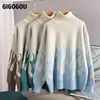 GIGOGOU Tie Dye frauen Pullover Herbst Winter Warm Rollkragen Kaschmir Lose Übergroßen Pullover Gestrickte Pullover Top Pull Femme Y1110