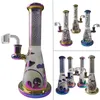 Färgglada Rainbow Bongs Matte Pyrex Glass Bong Hookahs Duschhuvud PERC Cartoon 14mm Kvinna Joint Rökning med Quartz Banger Nail Straight Tube DAB Vattenrör Olje Riggar