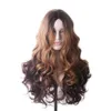 Mix Color Curly Wig Woodfestival Bruine Pruiken Lange ombre blond golvende Synthetisch haar Vrouwen Cosplay