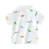 Mudkingdom Sommarpojkar Dinosaur Polo Shirts Bomull Lapel för barnkläder Sötdjur Stripe Print Tops Toddler T-tröja Mode 210615