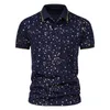 Men's Polos Summer Sky Bronzing Stampa Camicie Moda Casual a maniche corte Risvolto Camisas Para Hombre Abbigliamento uomo 2022
