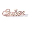 Fashion Crystal Crown Letter Queen Brosch Pin för kvinnor, Elegant Bridal Corsage Brosches Smycken Bröllop Tillbehör