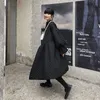 أسود كوري أزياء جاكيتات V -Neck نصف كم فضفاضة شخصية كبيرة كبيرة تنحنح معطف المرأة JL103 210427
