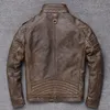 Heren Lederen Faux Genuine Jacket Mannen Mens Lange Trench Coat Standing Collar Male 2021