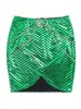 Femmes Brillant Mode Mini Jupes Échelle De Poisson Moulante Sirène Jupe Taille Chaîne Minijupe Dames Bar Cocktail Parties Clubwear X0428