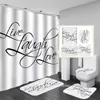 Shower Curtains Love English Letters Black And White Fashion Personality Waterproof Curtain Carpet Toilet Seat Cushion Pedestal