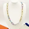 Europe America Style Jewelry Sets Men Gold Silver och RainbowColour Hardware Signature Chain Necklace Armband Set M80177 M801788378831