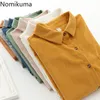 Nomikuma Vintage Cord Shirt Frauen Langarm Koreanischen Stil Lose Alle-spiel Bluse Weibliche Casual Stilvolle Blusas Mujer 3e070 210514