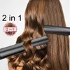 2 i 1 Professionell Hair Straightener Curler Crimper Keramisk Tallrik Styling - US-kontakt