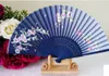 100pcs Classical Chinese Wedding Favor Flower Silk Fabric Cherry Blossom Butterfly Bridal Shower Gift Cloth Folding Hand Fan