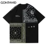 GONTHWID T-Shirts Streetwear Bandana Paisley Muster Drucken T-shirts Hip Hop Harajuku Casual Tees Mode Kurzarm Baumwolle Tops C0315