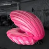 Atractiva concha de almeja inflable rosa, iluminación de 3m de altura, globo de concha de mejillón soplado por aire para fiesta de boda y decoración de escenario