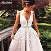 Zj9149 2021 uma linha vestido de noiva espaguete cinta bride vestidos sem encosto princesa longa boho chão vestido