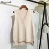 V-pescoço de malha colete feminino camisola de mulheres outono e inverno coreano solto selvagem rosa camisola colete mulheres mangas suéter 11810 210917