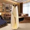 Fashion Modern Style golden Ceramic Tabletop Flower vase for Wedding gift Home Decoration Accessories crafts 211215