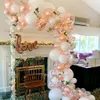 Macaron Peach Pink Balloon Garland Arch Kit Bröllopsfödelsedagsfest dekoration Kids Globos Rose Gold Confetti Latex Ballon 210626