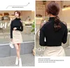 Spring Long Sleeve Lace Blouse Women Fashion Solid Blouses Tops Casual Office Lady Turtleneck Slim Shirts 11093 210512