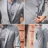 Blazer男性黒灰色のカジュアルメンズブレザージャケットビジネスドレスステージ衣装ビンテージブレザーウェディングジャケット男性スーツコート210527