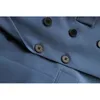 DEAT femmes bleu Double boutonnage poches Long Blazer nouveau cranté à manches longues Slim Fit veste mode marée été 7E8119 210428