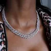 15mm Iced Out Wide Miami Cuban Link Łańcuch Dwa Tone Różowy Biały Cyrkonia Choker Naszyjnik Naszyjnik Hip Hop Naszyjnik Kobiety Mężczyźni Biżuteria