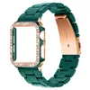 Caja de diamantes Correa de resina para Apple Watch Series 6 5 4 SE Bandas Pulsera de lujo Pulseras Iwatch 44mm 42mm 40mm 38mm Correa de reloj Accesorios inteligentes