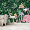 壁紙ミロフィカスタム3D熱帯熱帯雨林植物バナナリーフフラミンゴ牧歌的背景壁