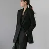 Damska Plus Rozmiar M-5XL Eleganckie spodnie żeńskie Garnituje jesień i zima Wysokiej jakości Ladies Kurtki Dwuczęściowe Spodnie Slim 210527