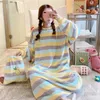 Stor storlek 5xl loungewear gullig pjs kvinnor nattdroppe Nightgrown Winter pyjamas Lady Flannel Sleepwear Pijamas Kawaii Pyjamas 211112