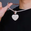 2021 Witte Gouden Custom Photo Love Heart Openbare Raket Hanger Ketting Iced Out Out Cubic Zirconia Gepersonaliseerde Memorial Sieraden Valentine Geschenken voor Vrouwen Minnaars