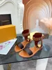 Passenger Luxury Designer Sandals Cowhide Canvas Front Strap Gromment black Brown Leather Women Summer Flat Casual Slipper Fashion Slide