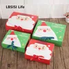 Lbsisi Life 20pcs Boîte de cadeau de Noël en gros Papier Santa Claus Bonhomme de neige Bonket Cookie Cookie Noël Bag Pack Boîtes avec ruban 210326