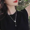 Design Sense Opals Luxurious Pendant Titanium Steel Necklace for Woman 2022 Korean Fashion Jewelry Girl Sexy Clavicle Chain