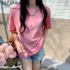 MATAKAWA Love Embroidery Woman Tshirts Pure Cotton Short-sleeved T-shirt Women's Summer Round Neck Tshirt Loose Korean Tops 210513