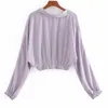 Francese viola monopetto risvolto allentato sottile a maniche lunghe protezione solare femminile camicia semplice casual drappeggio Harajuku Chic Top da donna 210507