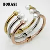 New Hot Moda Marca Mulheres Pérolas Pulseiras Titânio Aço Bangles IPG Gold Cor Bracelet Lady o melhor presente do amor q0717