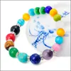 Braccialetti di perline, braccialetti di braccialetti 7 chakra gatto occhio rotondo pietra perle in pietra da 8 mm di guarigione cristallina aura Ladies Bracciale Delivery Bracciale 2021 Joqc8