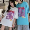 Tees Tops Streetwear Harajuku Uomo Cinema Cane Pollo Stampa T-shirt manica corta Casual Cotone Hip Hop Magliette larghe 210602