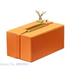 Tissue Boxes Servetten Creatieve Lederen Doos Metalen Orange Paper Desktop Opslag Organisatie Huishanddoekenrek Woondecoratie