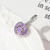 Fit Pandora Charm Bracciale Argento europeo Charms Perline Smalto viola Cuore Ali d'angelo Ciondolo Catena serpente fai da te Per le donne Gioielli collana braccialetto