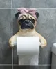 Caixas de lenços de papel Guardanapos Resina realista Pug Caixa de cachorro Suporte para rolo de papel higiênico montado na parede Vasilha de papel higiênico Adereços para casa